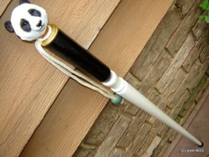 orig. PANDA BEAR CANE walking stick/shillelagh black/white~useful gift~made USA - Picture 1 of 10