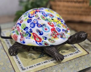 Rare White Murano Glass Millefiori Turtle Table Lamp Stained Glass Venetian - Picture 1 of 8
