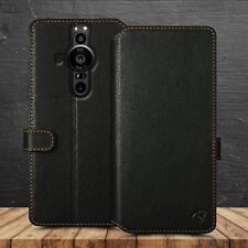 Natural Goat Leather Case Handmade Wallet Type Designed for Sony Xperia Pro-I