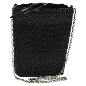 GUCCI Chain Shoulder Bag Straw Black Auth nb112 - Picture 1 of 20