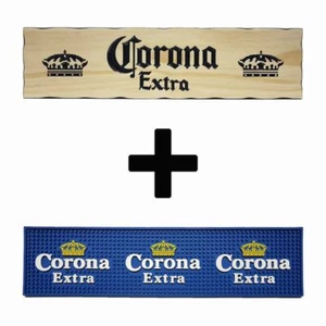Corona Extra Combo Pack - Timber Sign + Rubber Bar Mat Runner
