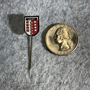 Valais Switzerland Coat of Arms Crest Vintage Stick Pin Badge #49666 - Picture 1 of 2