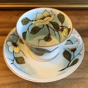 ERDMANN SCHLEGELMILCH Prussia Magnolia BREAKFAST CUP & SAUCER Antique - Picture 1 of 12