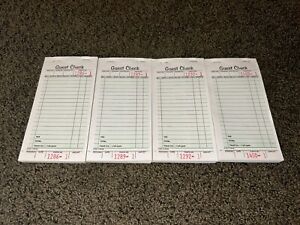 Guest Check Part Restaurant Server Waiter Waitress Order 50 Page Book Lot Of 4