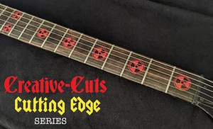 Radiation Logo RED & BLACK Fret Markers Vinyl Inlay Stickers for BASS and GUITAR - Picture 1 of 6