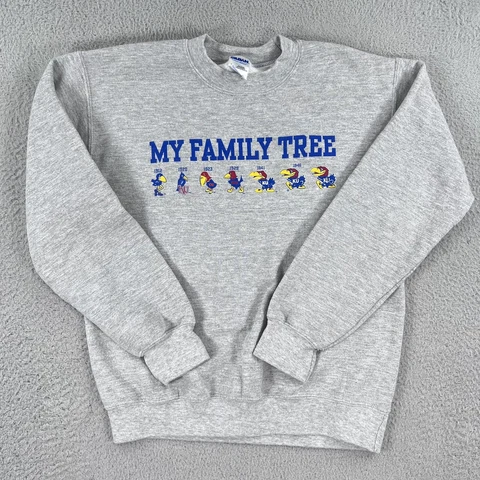 Kansas Jayhawks SweatShirt Mens Small Gray My Family Tree Logo Pullover NCAA Cover
