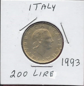 ITALY 200 LIRE 1993R 1 YEAR TYPE,70Th ANNIVERSARY OF ITALIAN MILITARY AVIATION,O - Picture 1 of 2