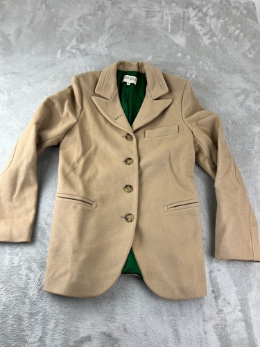 Giacca Kenzo Paris donna 36 beige lana blazer donna foderato cammello