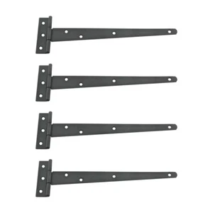 Black Iron T Strap Hinge Light Duty 11" L Door Tee Strap Hinges Pack of 4 - Picture 1 of 9