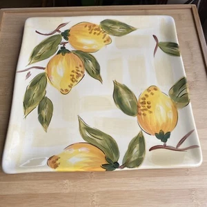 Pier 1 ISquare Dinner Plate Lemon Orchard 11" - Picture 1 of 6