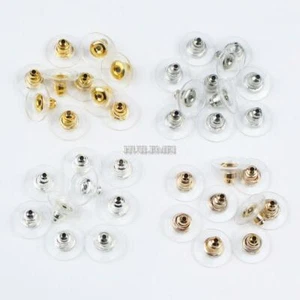 100pcs Plastic Rubber Stud Earring Back Stoppers Ear Post Nuts Jewelry Findings - Picture 1 of 9