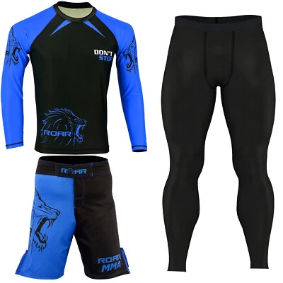 ROAR MMA Boxing Fight Short Cage Fight Rash Guard Jiu Jitsu Compression Spat - Image 1 of 4