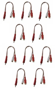 6 inch RCA 1 Male to 2 Female Gold Plate Audio Adapter Y Splitter Cable 10 pack - Picture 1 of 1