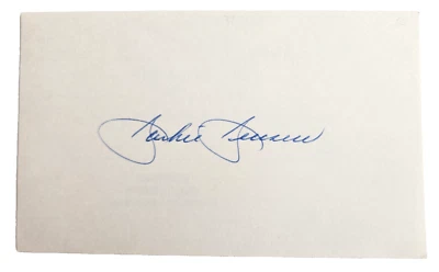 Jackie Jensen 1950 Yankees WS champ Signed 3x5 Index Card Red Sox AL MVP 199 HR - Image 1 of 2
