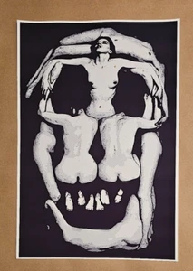 Salvador Dali Women Nude Skull Poster Print 12" x 18" - Quality Black White New - Picture 1 of 1