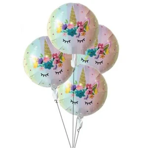 (Set of 4) 18" Unicorn Pink flowers Blinking Balloon Mylar Foil Party Gifts - Picture 1 of 1