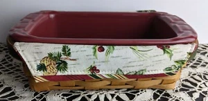 Longaberger Basket 2006 Bread Pan Christmas Cloth & Plastic Liner 8x4x2+ jan22 - Picture 1 of 12