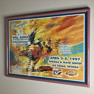 Wrangler Bull Riders World Championship Las Vegas 1997 Framed Poster 29”x22” - Picture 1 of 7