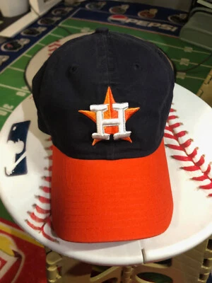 Gorra de béisbol ajustada de 2 tonos réplica de ajuste básico de los Houston Astros MLB azul marino/naranja H Foto 1 de 3