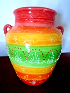 Gorgeous Pottery Wall Pocket Hanging Ceramic Urn Planter 12" Handmade in Spain - Picture 1 of 4