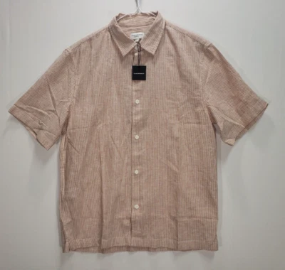 Club Monaco Shirt Mens MEDIUM Stripe Linen Blend Chambray Button-Up $89 NEW - Image 1 of 4