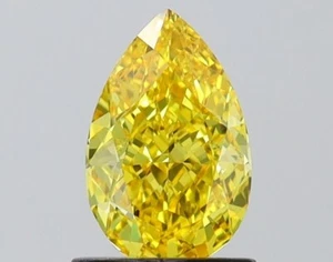 Pear 1.05 Carat Fancy Vivid Yellow VS1 IGI HPHT Loose Lab Grown Diamond - Picture 1 of 3