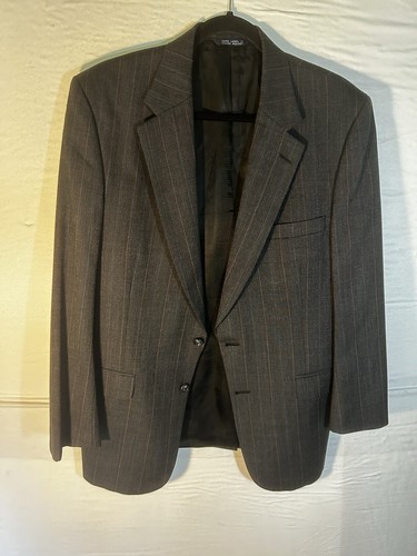 Blazer lana Burberry uomo grigio pinstripe sport cappotto tuta giacca Raleighs 42R?