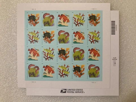 PANE of 20 POSTCARD USPS Coral Reefs 2019 Self-Adhesive Forever Stamp 1x BOOKLET Cover