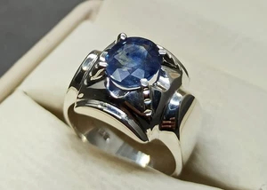 Natürlicher Saphir Damen Ring, 2,5 Karat, Handarbeit 925 Silber - Blau & Gelb - Bild 1 von 24