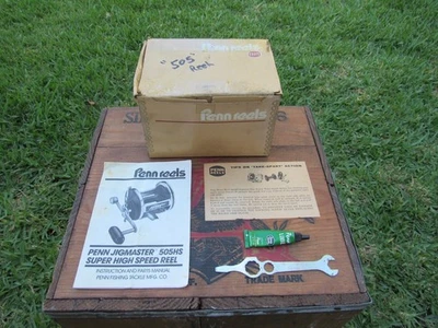 De colección Penn Jigmaster 505HS 505 HS Caja Llave Manual Papel Inserto Lubricante Solo Foto 1 de 4