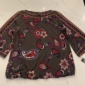 Alfani Damen Slinky Strick Tunika 1X Mehrfarbig Paisley Ranken U-Boot-Ausschnitt NEU - Bild 1 von 10