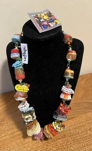 Collana Mano Astratta Moderna Multicolore Resina Perline Sudafrica - Foto 1 di 8