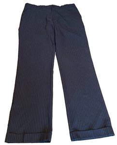 Perry Ellis Anzughose mit Bündchen für Herren 34 x 34 schwarz mit grauen Streifen - Bild 1 von 14