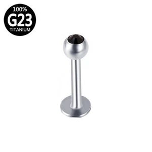 3-5mm Gem G23 Titanium Labret Stud 6-12mm Bar Helix Ear Monroe Lip Ring Piercing - Picture 1 of 16