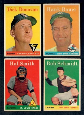 (8) 1958 Topps: #9 Хэнк Бауэр + #144 #231 #244 #379 #419 #442 #490 пожалуйста прочитайте - Изображение 1 из 4