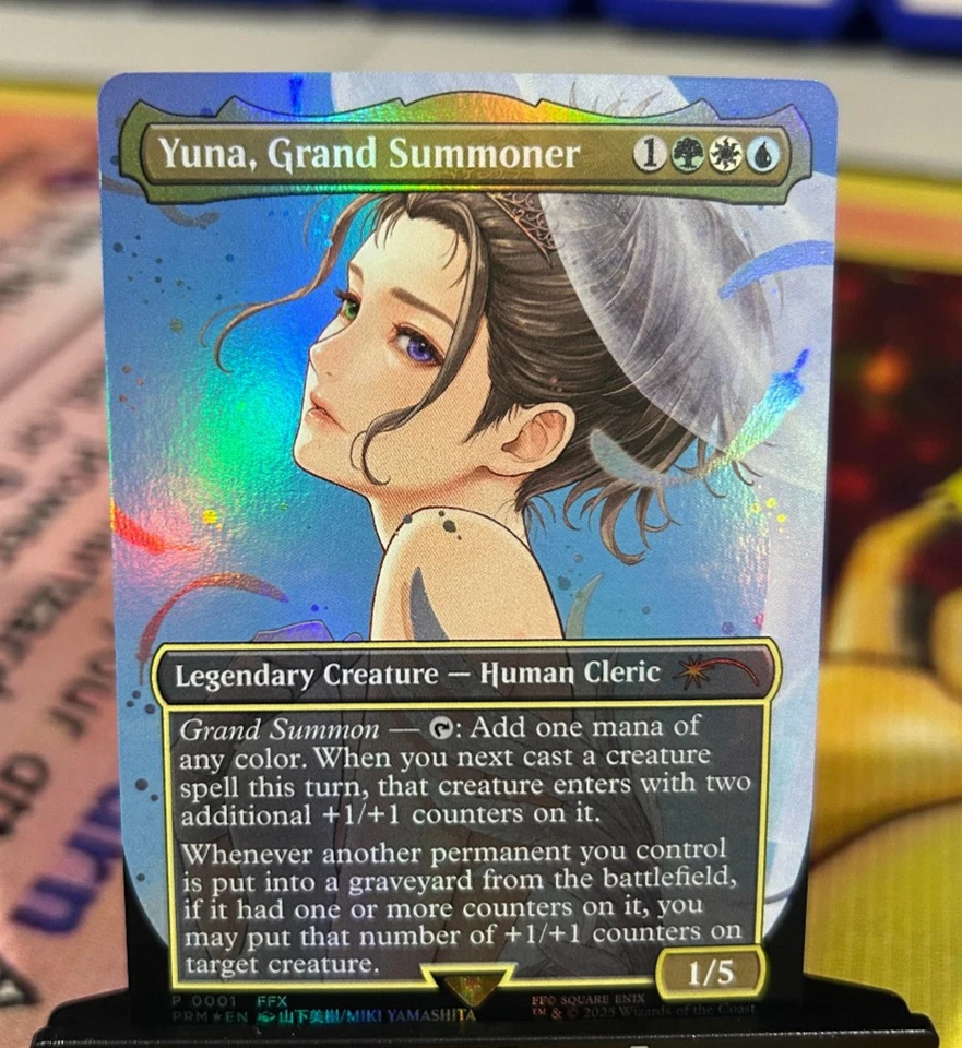 Yuna, Grand Summoner Promo 0001 Final Fantasy Mtg Borderless Foil Ffx - Image 1 of 1