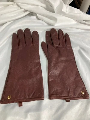 Guantes de cuero granate para mujer Etienne Aigner XL Thinsulate Foto 1 de 4
