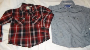 2 Boys Western wear shirt lot Roper & Cowboy Hardware sz 6 plaid pearl snaps - Picture 1 of 11