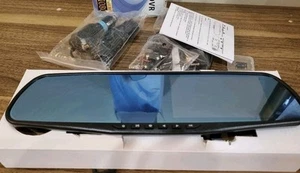 Vehicle Blackbox DVR Full HD 1080 Rearview Mirror Dual Channel Recorder - Picture 1 of 6