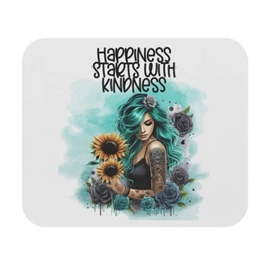 Mouse Pad Boho Floral Happiness Starts with Kindness | Office Decor - Picture 1 of 5