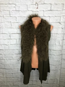 Per Se Rosemary Lamm Wildleder und mongolisches Fell leichte Weste US Größe 4 - Bild 1 von 6