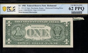1981 $1 FRN 2-PIECE ERROR P.C.G.S #62PPQ - Picture 1 of 3