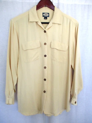 Camisa Tommy Bahama Mujer Pequeña Amarilla 100% Seda Mangas Largas Foto 1 de 4