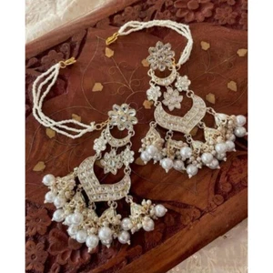 Indian Bollywood Ethnic Gold Plated Party Kundan Bridal Trending Earring Set - Picture 1 of 6