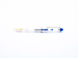 Pluma Estilográfica Sailor × Pentonote Profit Fude De Mannen Esqueleto Azul Dorado NUEVA - Imagen 1 de 10