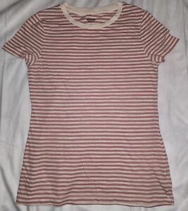 Mossimo Supply Co. Women's white/pink  Striped Short Sleeve T-Shirt Top - Size M