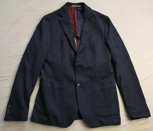 Tommy Hilfiger Men's Blue Striped Slim Fit Tailored Jacket Size 46 - Good Used - Picture 1 of 8