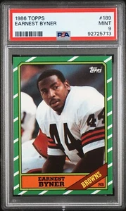 1986 TOPPS #189 EARNEST BYNER PSA 9 MINT ROOKIE RC CLEVELAND BROWNS REDSKINS - Picture 1 of 2
