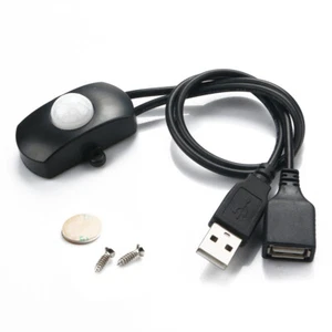 Interruptor de sensor activado por movimiento infrarrojo PIR USB detector de encendido/apagado automático negro OK - Imagen 1 de 8
