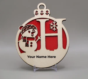 Personalized Christmas Ball Letter Ornament Holiday Engraving. Letter, Name - Picture 1 of 4